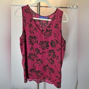 Apt. 9 Women's Floral Blouse - Burgundy and Black